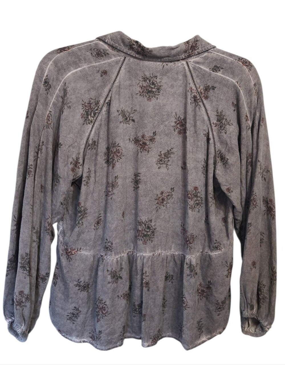 Lucky floral printed overdye top Small Boho Western Country Button Down Cottage - Picture 3 of 5